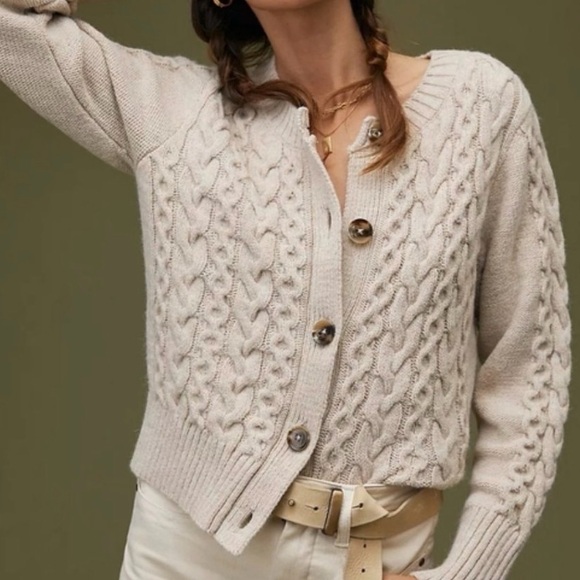 Anthropologie Sweaters - VGUC Anthropologie Cable Knit Cardigan Size XS